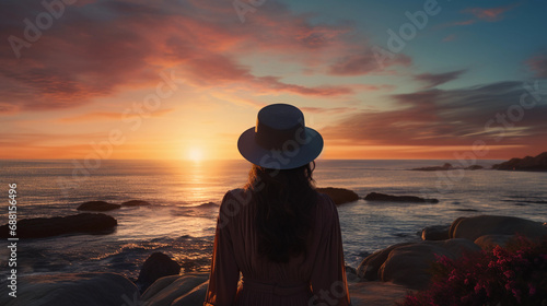 Person Typing on a Laptop at the Beach During Sunset, Surrounded by Natural Beauty
