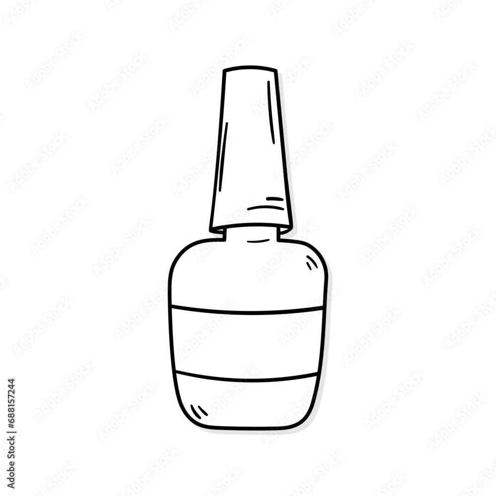 Nail polish bottle vector icon in doodle style. Symbol in simple design. Cartoon object hand drawn isolated on white background. Nail polish bottle vector icon in doodle style. Symbol in simple design. Cartoon object hand drawn isolated on white background.
