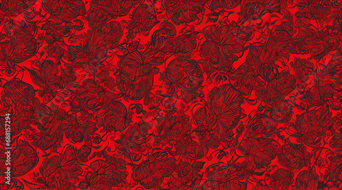 red floral background texture material