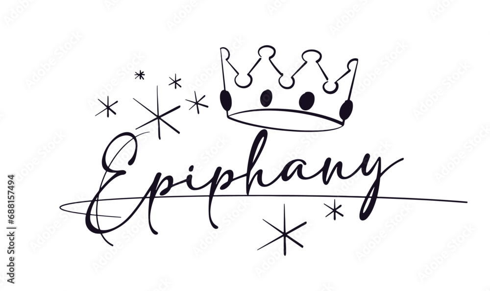 Obraz premium Vector happy epiphany text with crown 