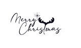 vector text merry christmas with the letter t of reindeer antlers