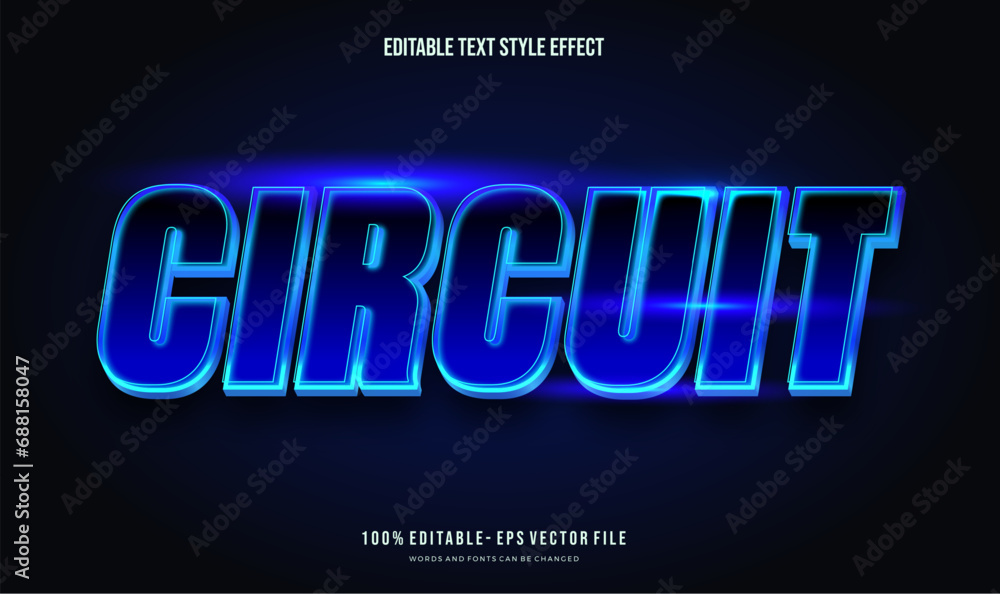 Editable text effect shiny blue futuristic. Text style effect. Editable fonts vector files.