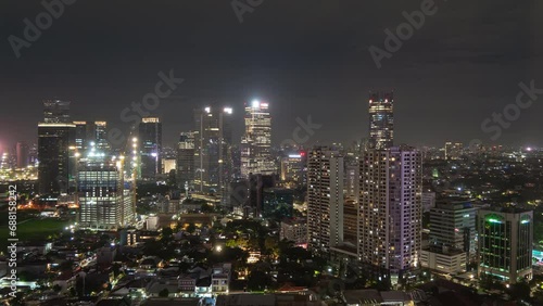 Wallpaper Mural night time illumination jakarta central cityscape construction rooftop panorama 4k timelapse indonesia Torontodigital.ca