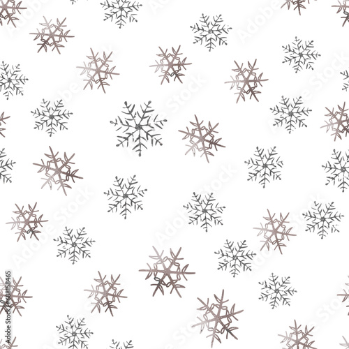 Silver and glitter snowflake seamless pattern overlay for textile or wallpapers Vector background for Christmas design.