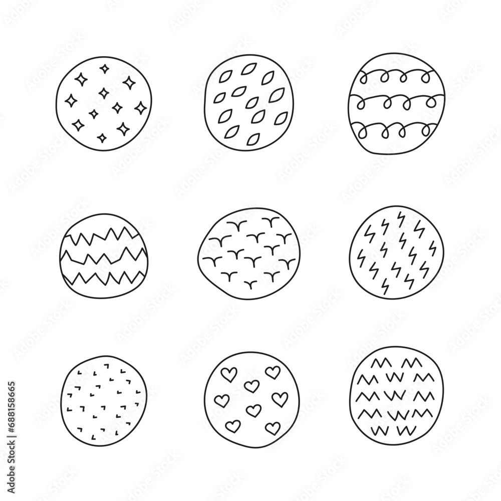 Set of abstract doodle circles with textures. Set of abstract doodle circles with textures.
