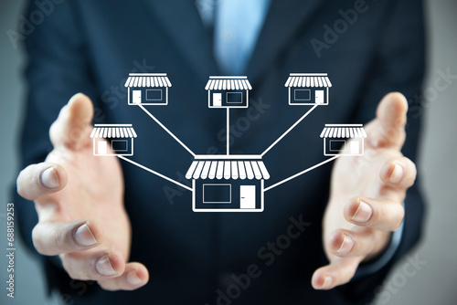 Slika na platnu Franchise business marketing system concept