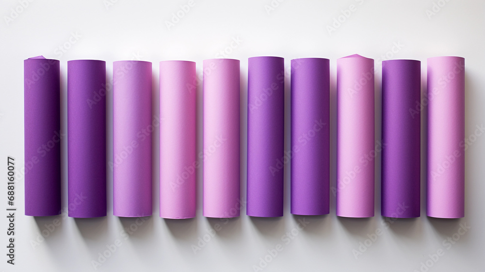 Fototapeta premium Delicate Pink Paper Rolls on a Pure White Background: An Expression of Softness and Creativity
