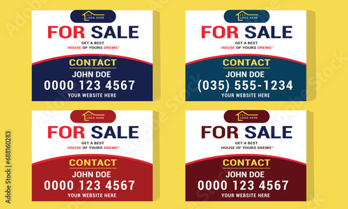 Real Estate Home sale business company ads, yard sign, signage design vector template for outdoor advertising