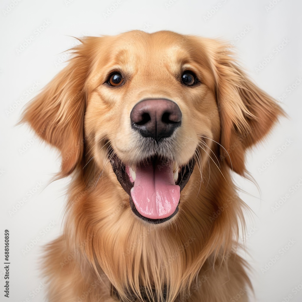 Golden Retriever Captured with Canon EOS 5D Mark IV Using 50mm Lens Against White Background