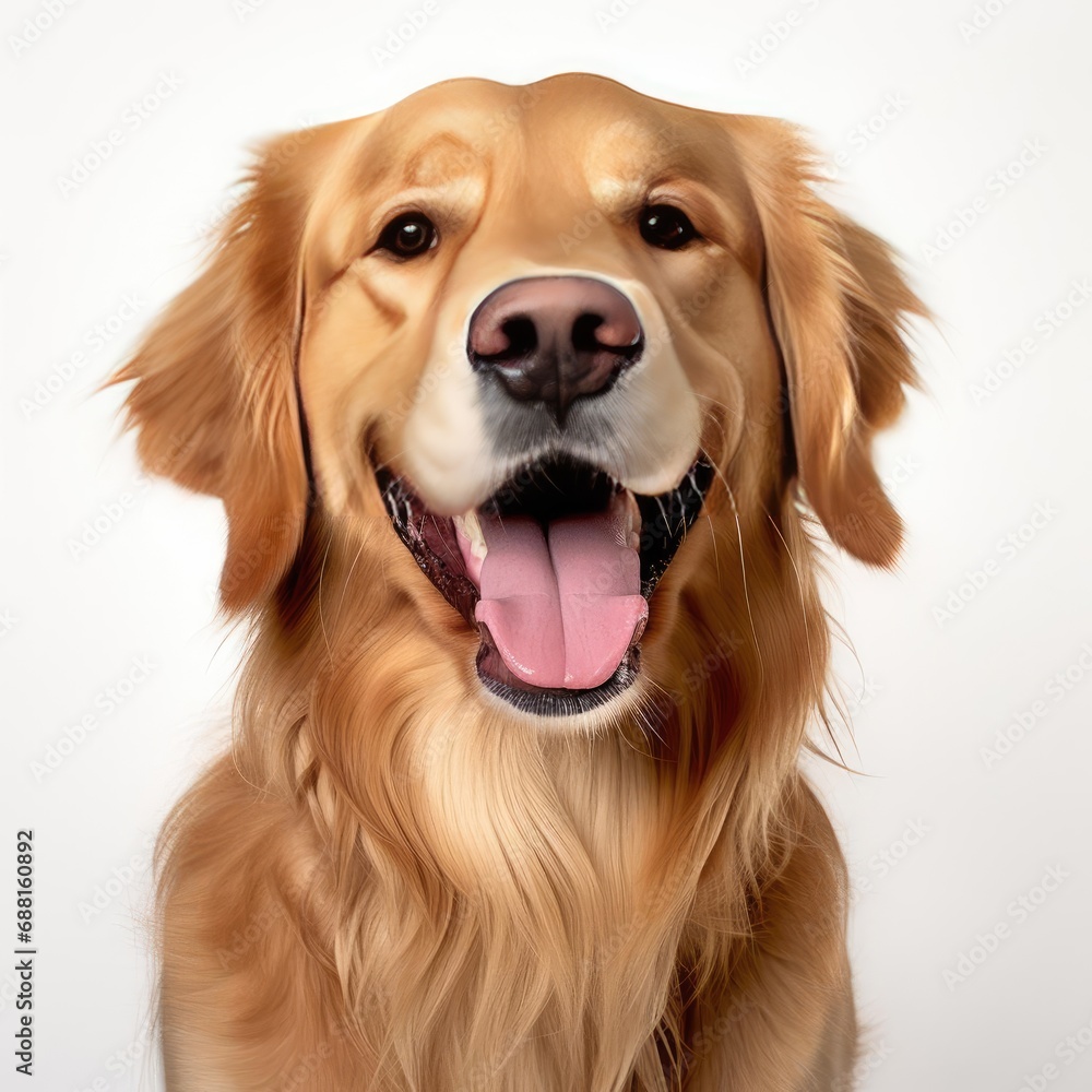 Golden Retriever Captured with Canon EOS 5D Mark IV Using 50mm Lens Against White Background