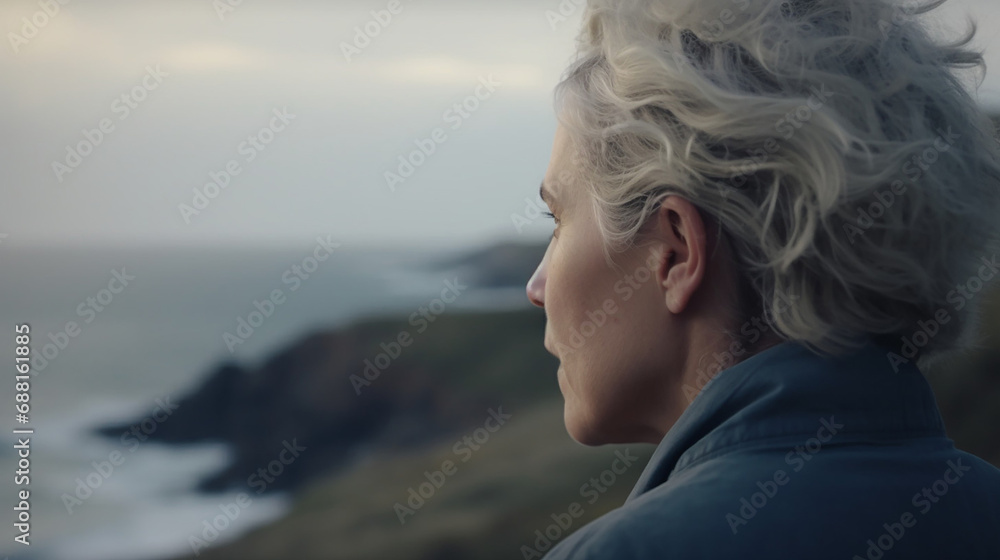 Profile picture of a nature mature woman near the sea 