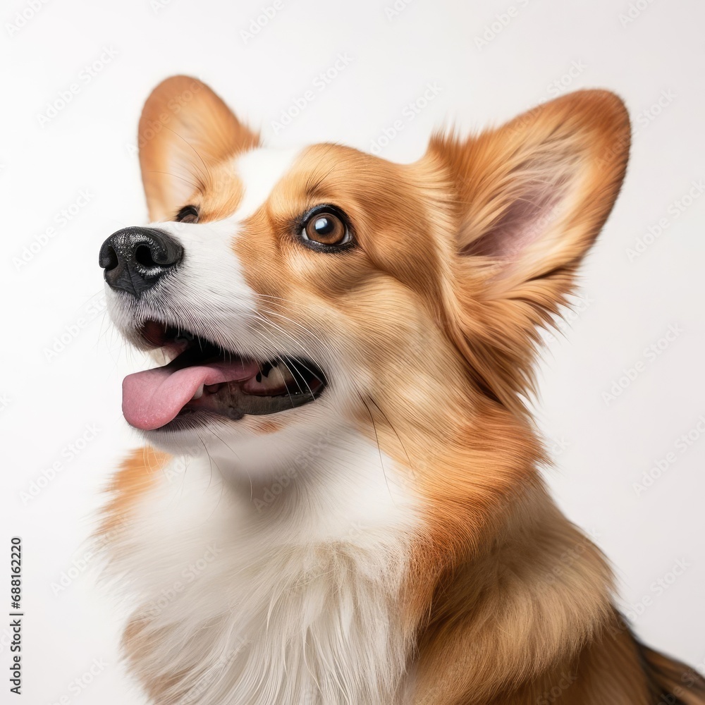 Corgi Captured with Canon EOS R and 50mm Prime Lens against Ultra-Realistic White Background