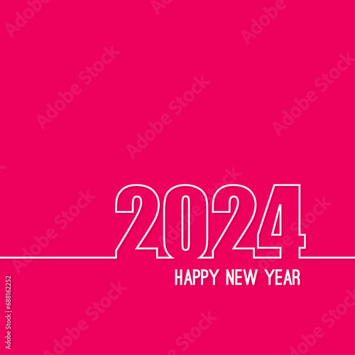 Creative happy new year 2024 design card. Vector illustration on red background