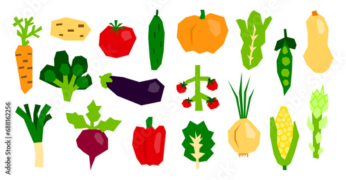 Set of modern paper cut vegetables.