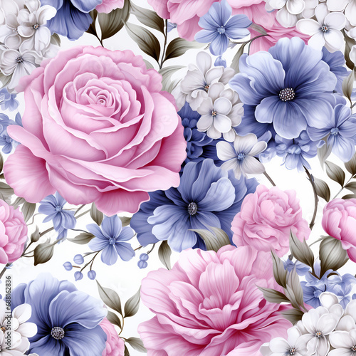 Seamless pattern, flowers, cover, packaging, wallpaper,  pink and white roses background
