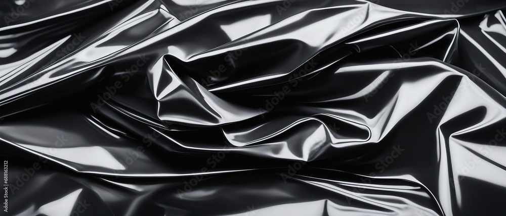Black plastic crumpled tape. Black plastic crumpled tape.