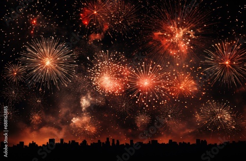 fireworks illuminated in the sky against a black background 