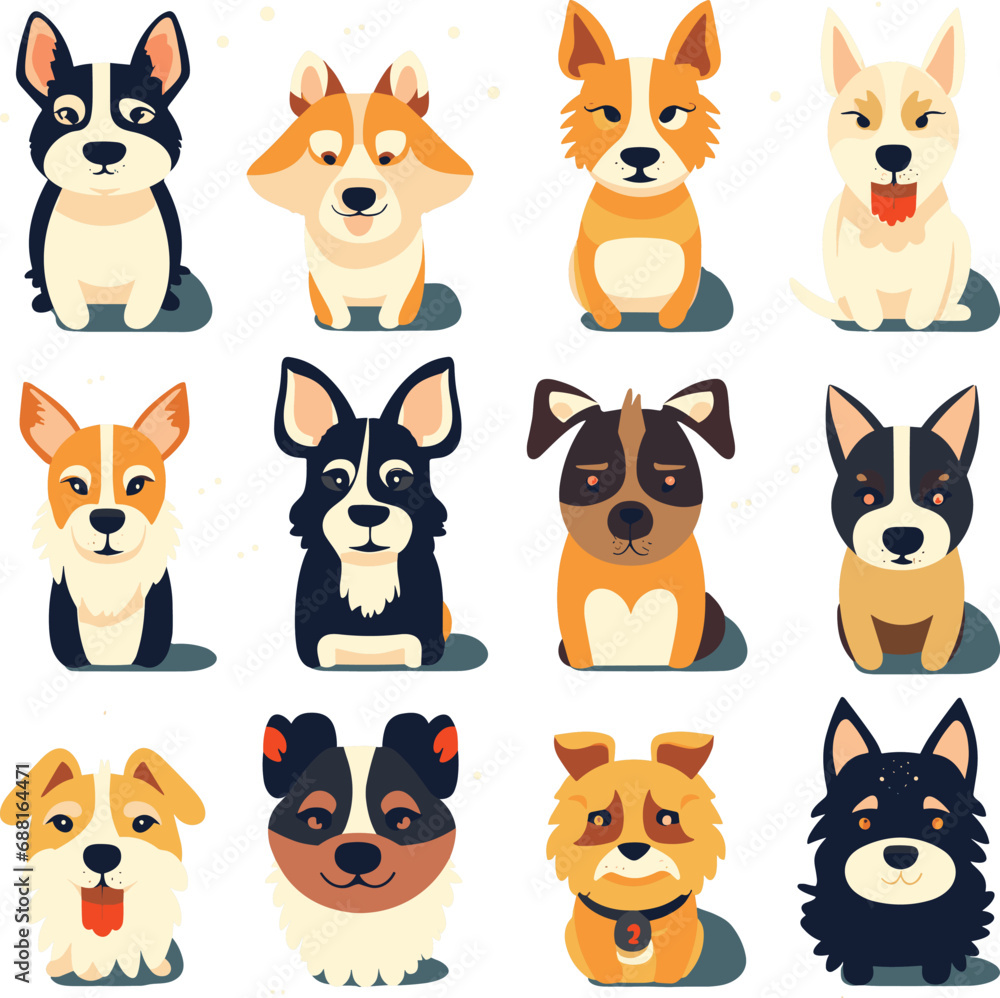 Cute dogs vektor set cartoon dog element 
