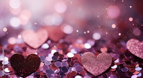 image of heart glitter background in red color,
