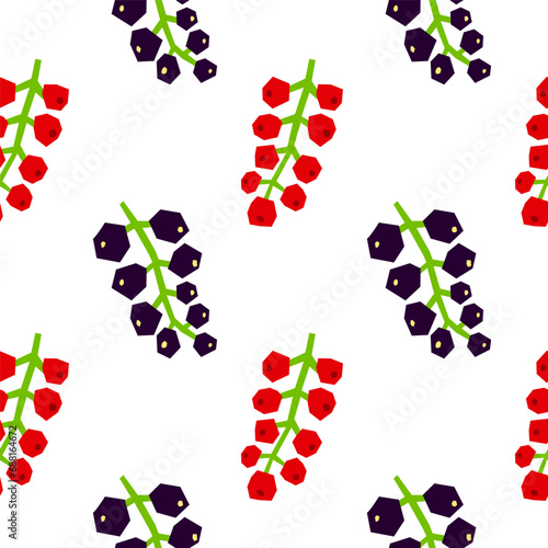 Seamless pattern with papercraft red and black currants.