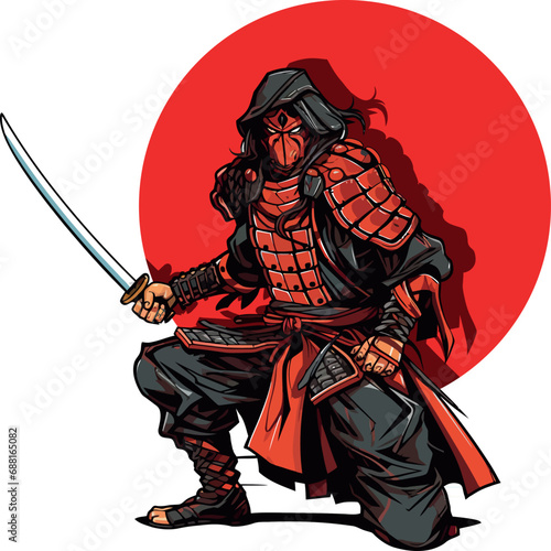 samurai in posa di difesa