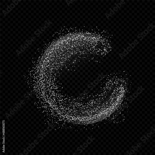 White dust round frame.