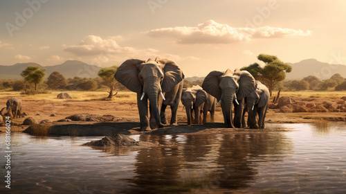 elephants at the river