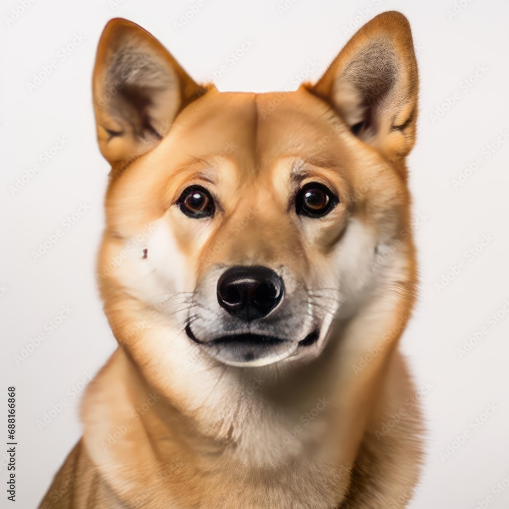 Shiba Inu Portrait Captured with Canon EOS 5D Mark IV and 50mm Prime Lens on White Background
