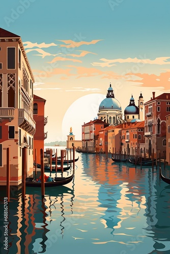 Venice Italy  graphic design illustration