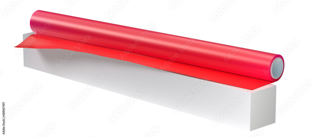 roll PVC film Red, Isolated on Png Format, 3D rendering roll PVC film Red, Isolated on Png Format, 3D rendering