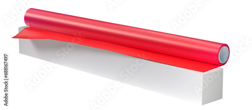 roll PVC film Red, Isolated on Png Format, 3D rendering