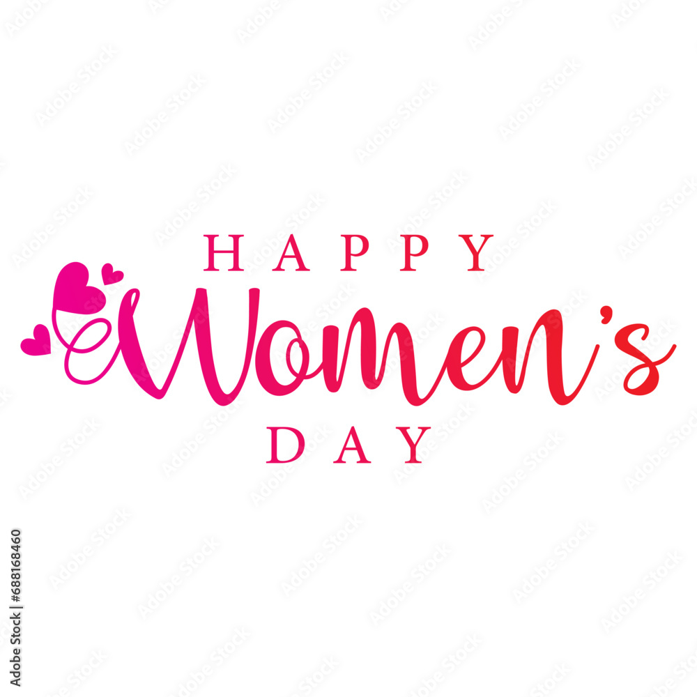 Happy Women's Day lettering on pink color. Greeting card for Happy Women's Day with elegant hand drawn calligraphy Vector illustration.