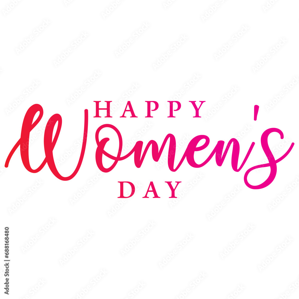 Happy Women's Day lettering on pink color. Greeting card for Happy Women's Day with elegant hand drawn calligraphy Vector illustration.
