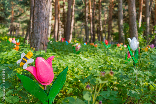 wooden figures in an enchanted forest