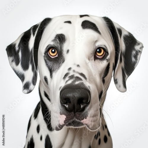 Dalmatian Portrait with Canon EOS 5D Mark IV Using 50mm Prime Lens Against White Background