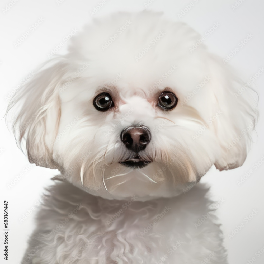 Ultra-Realistic Bichon Frise Portrait with White Background Ultra-Realistic Bichon Frise Portrait with White Background