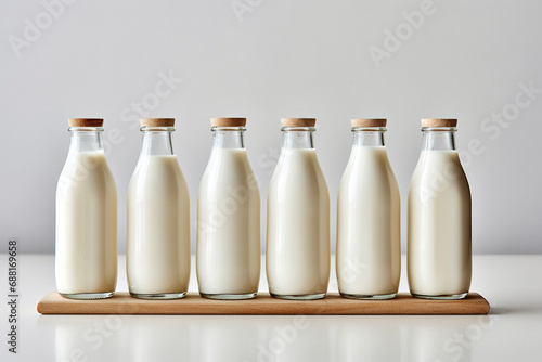 bottles of milk isolated on a white background