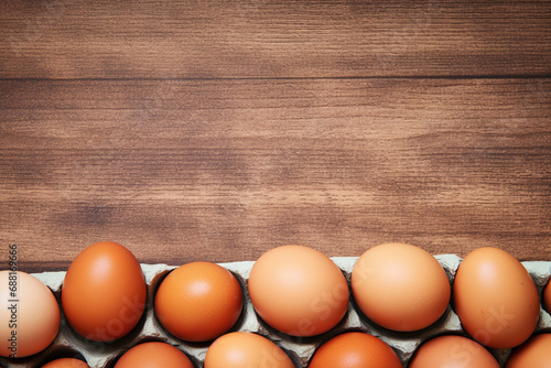 fresh eggs on a wooden table 