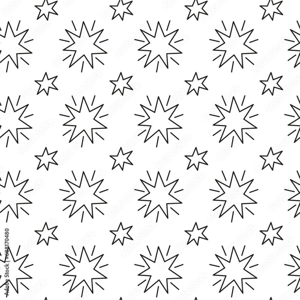 Seamless pattern with outline stars.