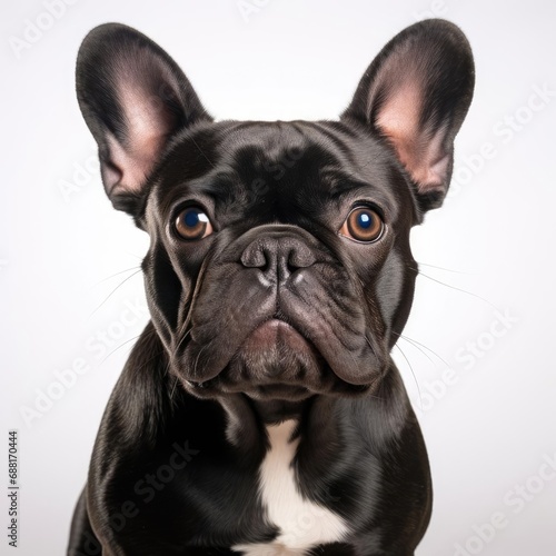 Ultra-Realistic French Bulldog Portrait on White Background Captured with Nikon D850 and 50mm Prime Lens © Luiz