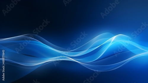 Abstract glowing light dynamic waves on blue background. Futuristic technology digital hi-tech concept. generative AI