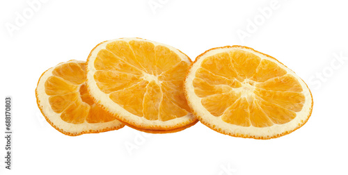Dried slice of orange fruit isolated on a white background