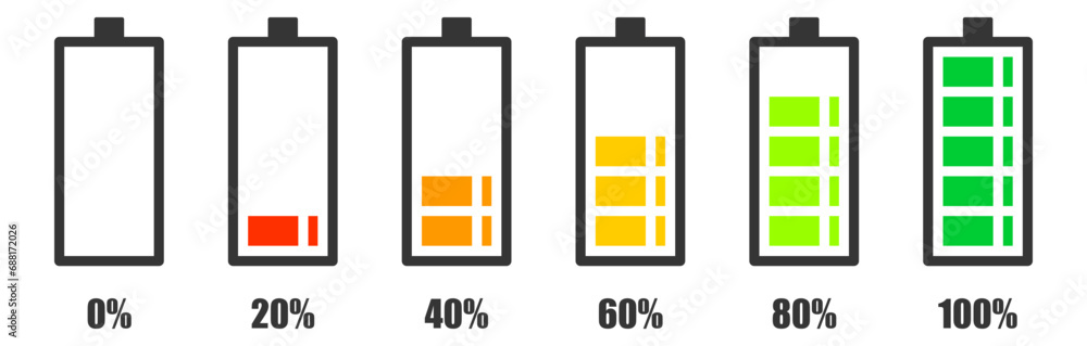 Degree of battery charge. Simple icon flat design. Vector illustration. Degree of battery charge. Simple icon flat design. Vector illustration.