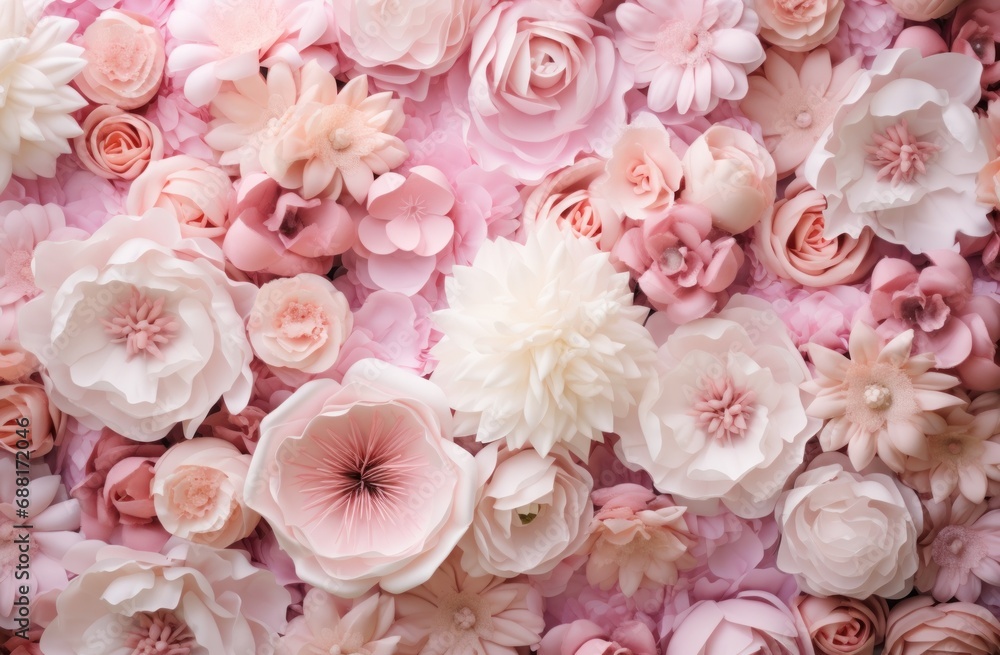 pink peony background with white and pink flowers, romantic influences, pink peony background with white and pink flowers, romantic influences,