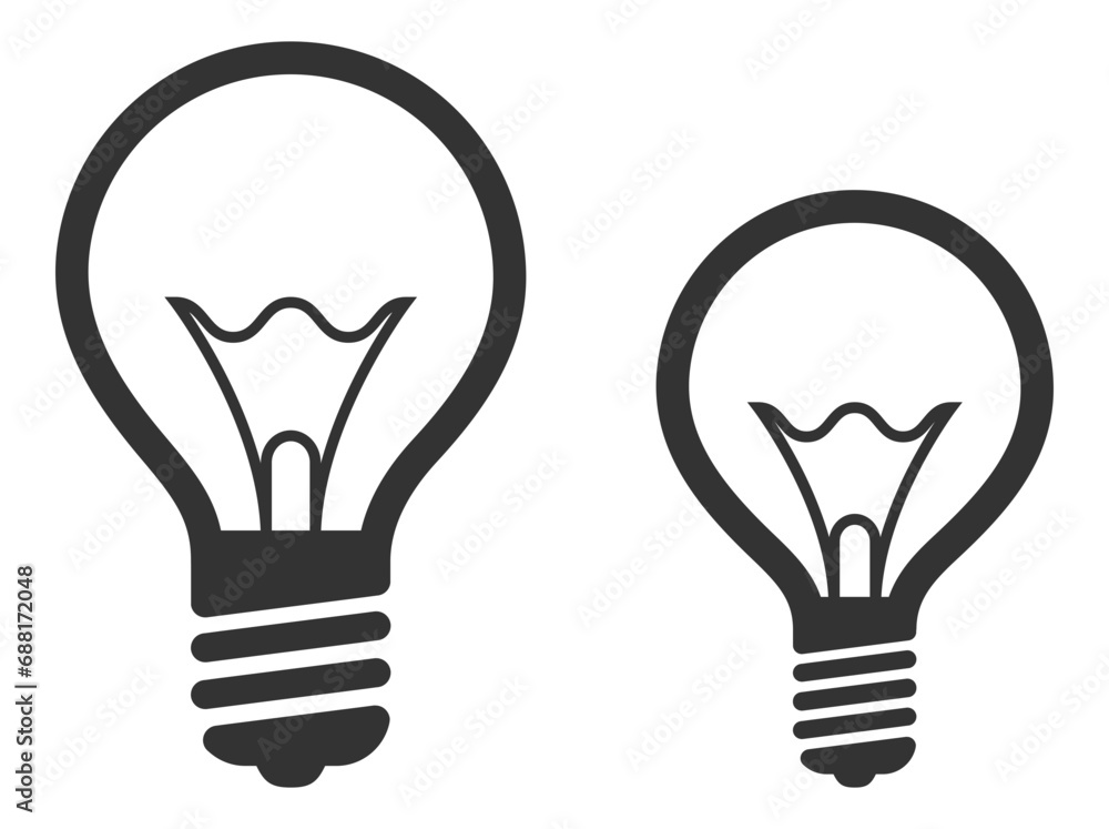 Light bulb icon vector. Llightbulb idea logo concept. Set lamps electricity icons web design element. Led lights isolated silhouette. Light bulb icon vector. Llightbulb idea logo concept. Set lamps electricity icons web design element. Led lights isolated silhouette.