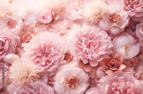 pink peony background with white and pink flowers, romantic influences,