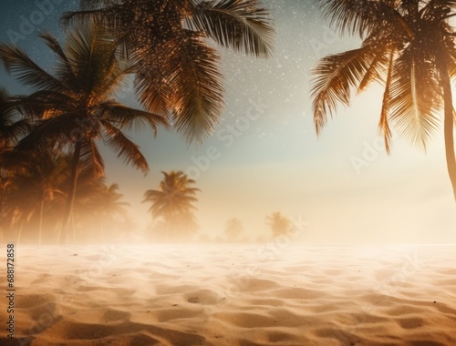 sand on a beach with palm trees as background background,