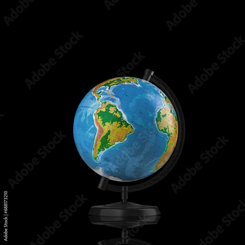 Globe with open Holy Bible for christian idea.