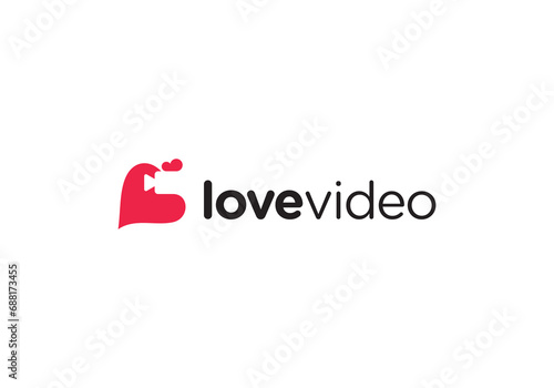 abstract love with record camera symbol sign logo design