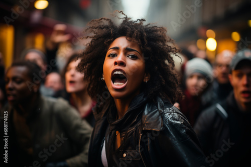 Black woman at a demonstration for the rights of black lives matter. black history month